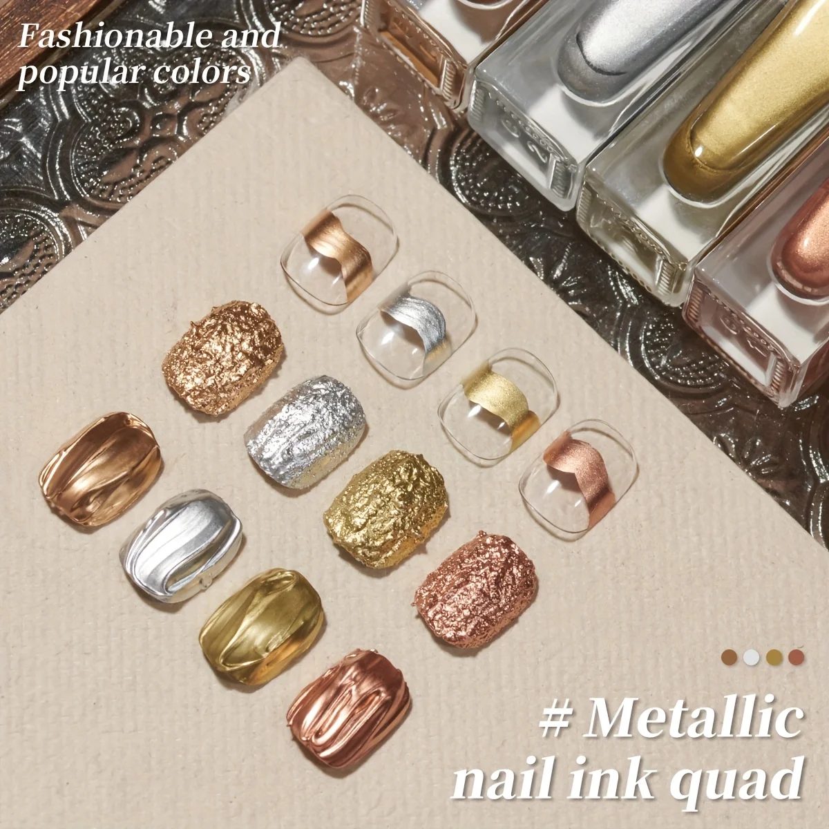 4pcs Metallic Smudge Liquid --- 2025 New Fast Gradient Watercolor Pearlescent Silver Color Dye Liquid Gel Nail Salon