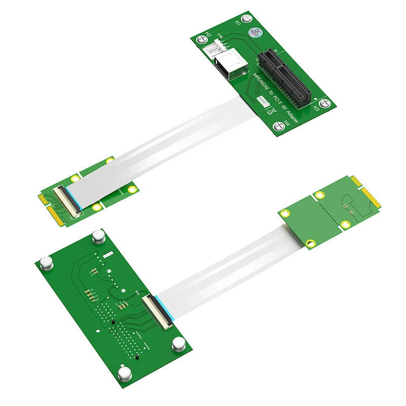 Przedłużacz Mini PCIE do PCI Express X4 Riser z portem USB2.0 Mały 4-pinowy zasilacz Magnetyczny kabel FPC do komputera stacjonarnego