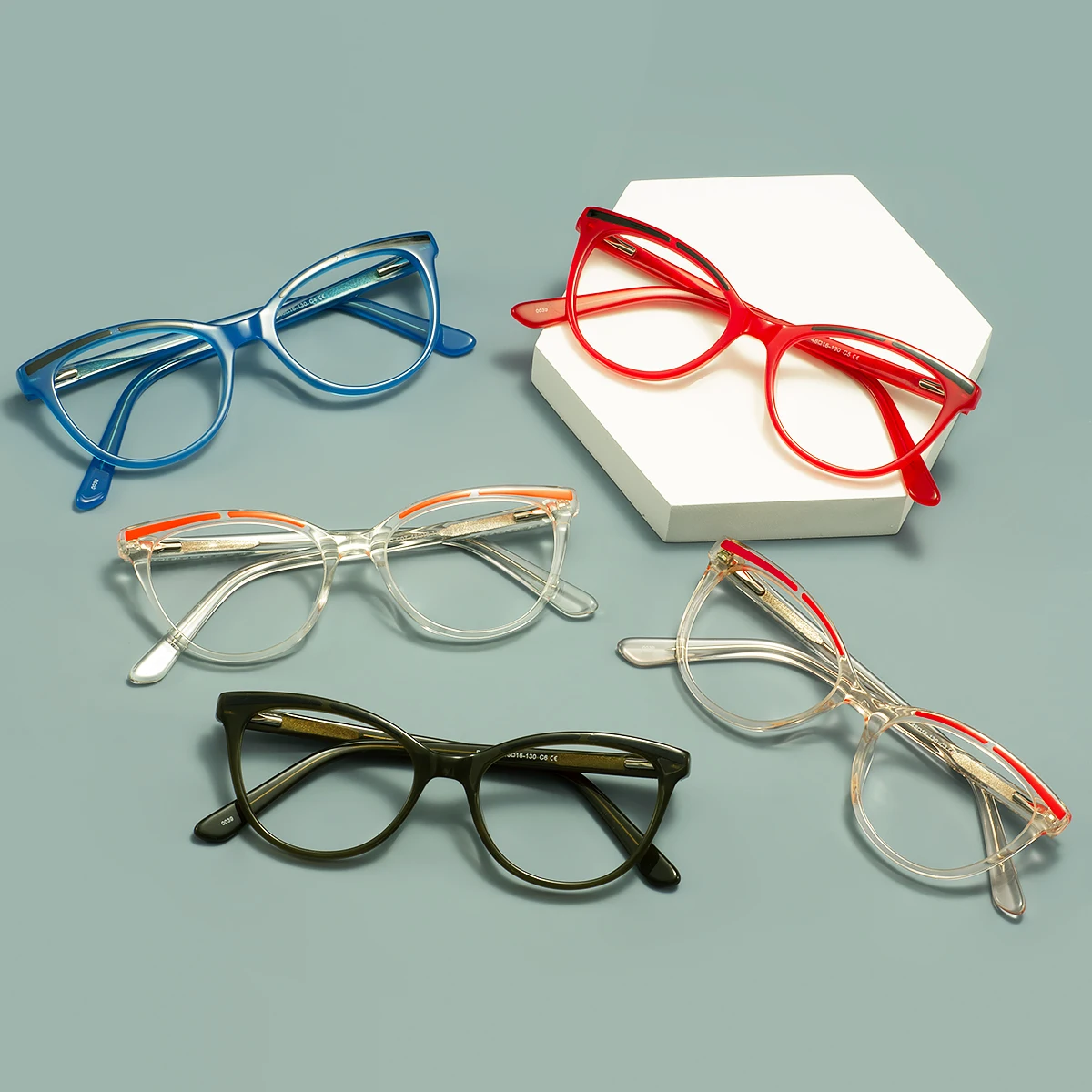 Children Acetate Cat Eye Glasses Frames With Spring Hinge For Prescription Lenses