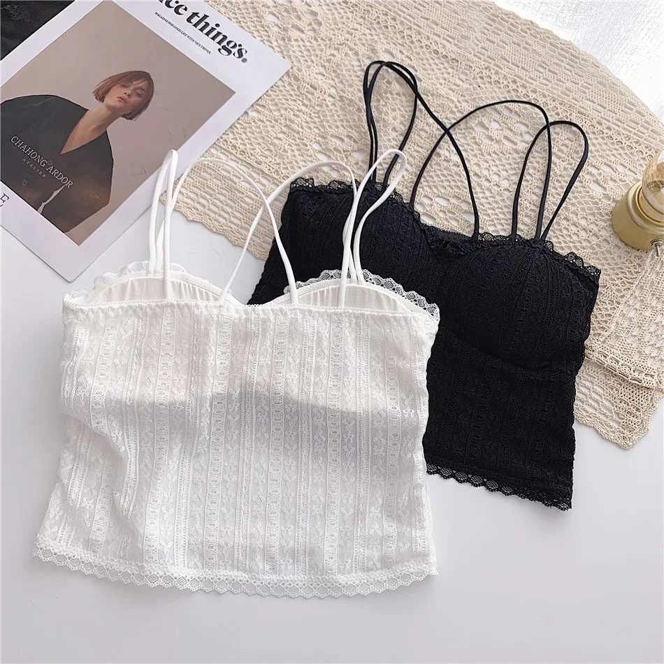 Fashion Lace Camisole For Female Sexy Underwear Women\'s Lingerie Brassiere White Tube Top Lady Soft Cropped Tops Vest Cami Bra