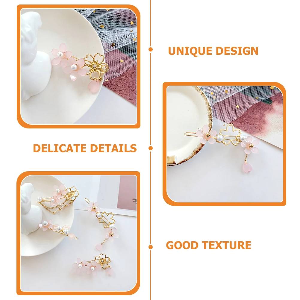 

2pcs Cherry Clips Dangle Charm Flower Shape Stylish Hair Accessories for Women Premium Material Long for Girls