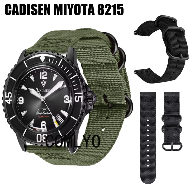 Для CADISEN MIYOTA 8215, ремешок для часов, нейлоновый холщовый ремень, мягкий дышащий женский и мужской браслет