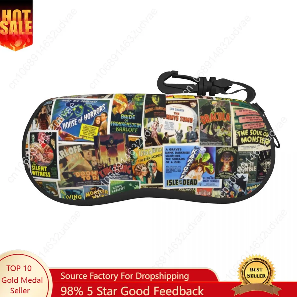 

Custom Vintage Horror Movie Collage Shell Glasses Case Unisex Classic Cinema Production Film Eyeglasses Case Sunglasses Box