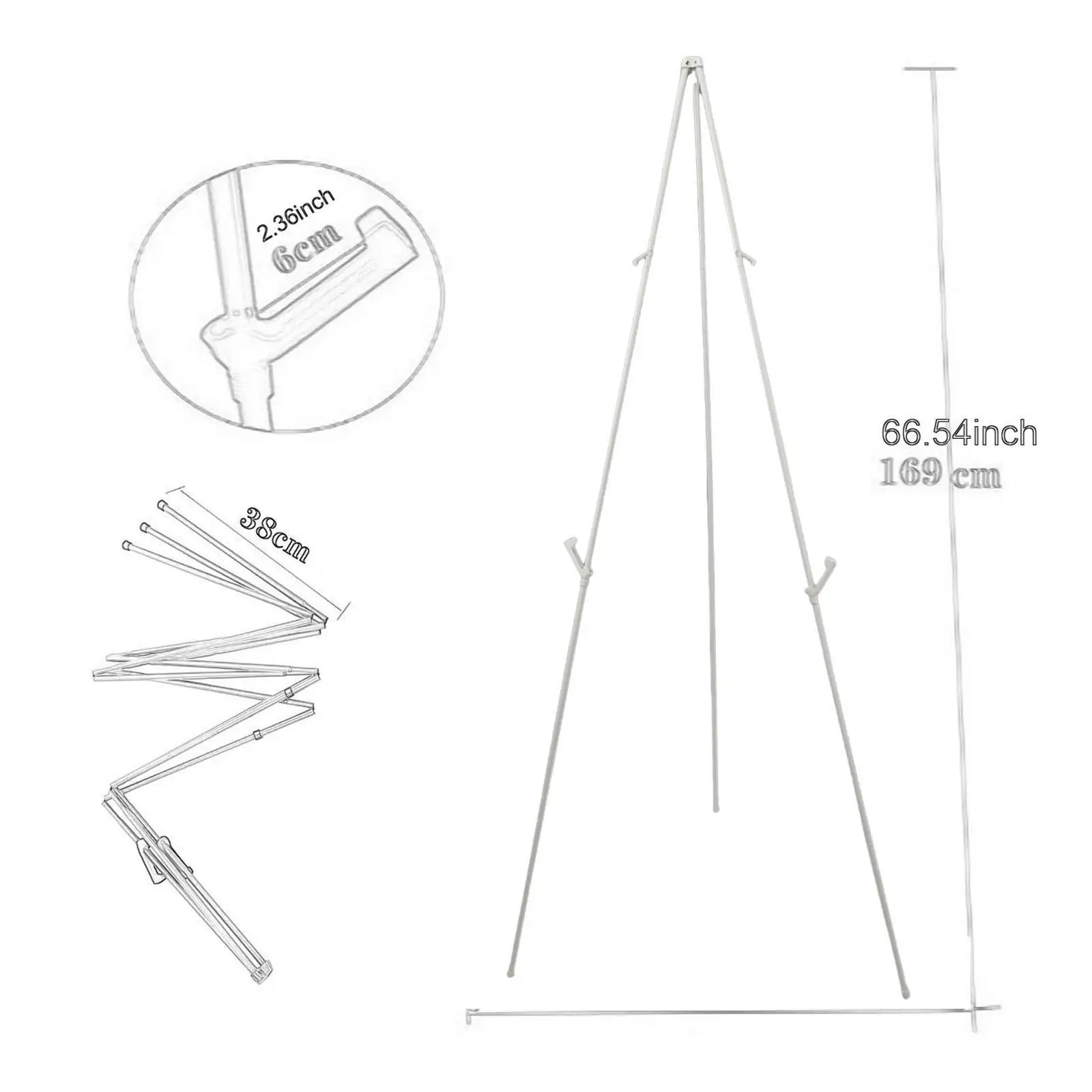 Dobrável DIY Portable Tripod Shelf, Telescoping Easel para Artes Exibindo, Wedding Sign, Poster, Outdoor Sketching, Painting Canvas