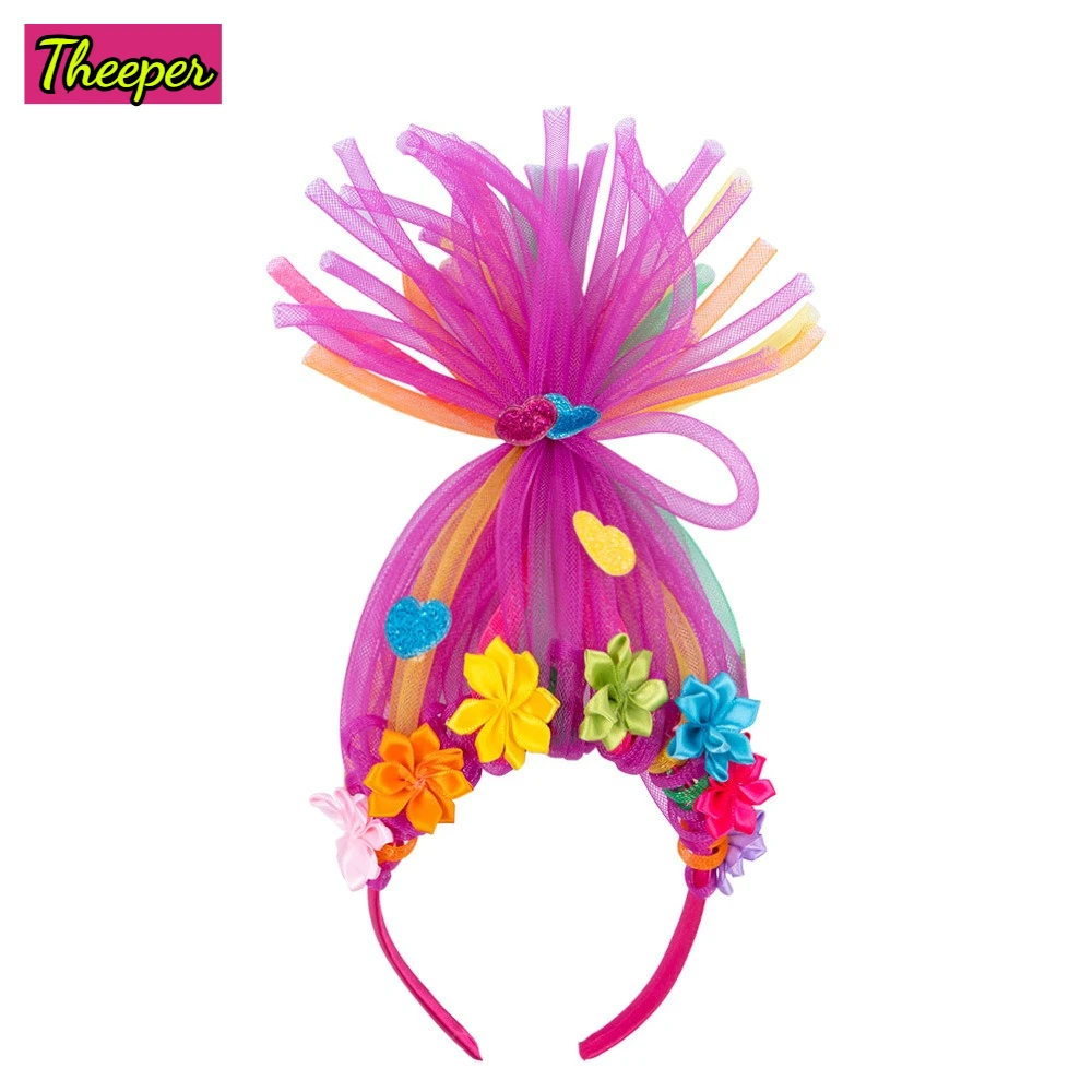 Theeper Pink Princess Tulle Wig Headband New Festival Style Trendy Hot Party Dress Up Photo Decor Elegant Fashion Hair Accessory