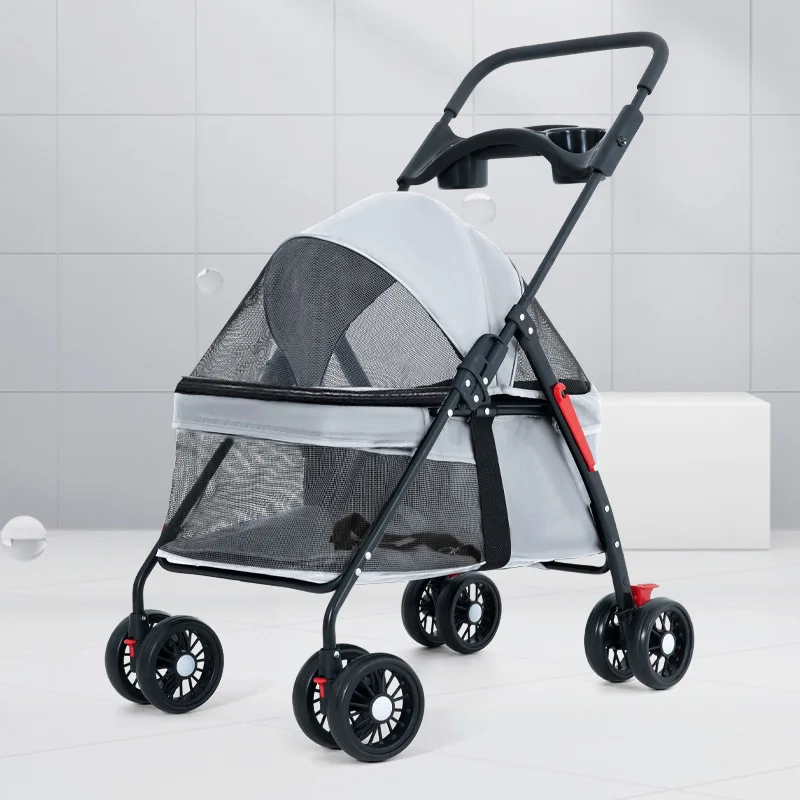 Pet Strollers Small Medium Dog Cat 4 Wheeler Jogger Pet Carriages Trolley for Cat Large Puppy