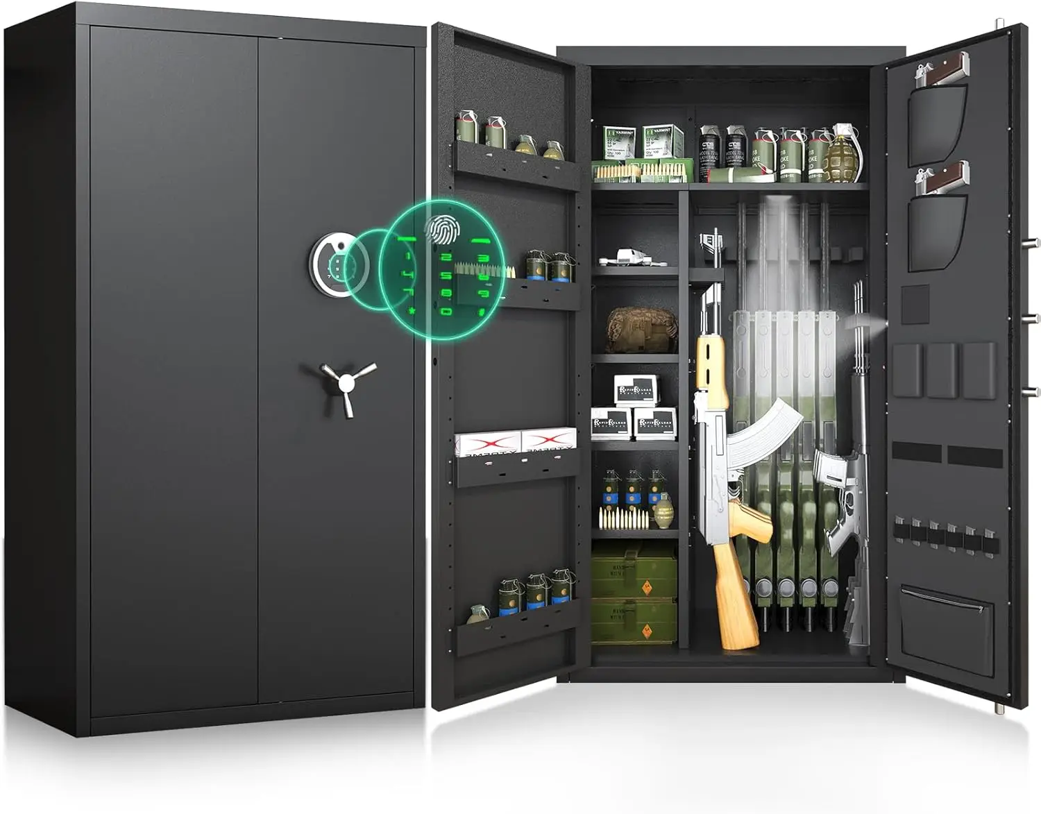 30-40 Large Gun Safe for Rifles and Pistols, Unassembled Fingerprint Gun Safe, Rifle Safe with LCD Keypad and Adjustable Shlef