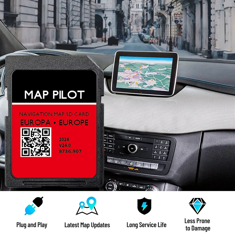 Actualización del Mapa de Europa 2024 para Mercedes Clase A, B, C, E, CLA, CLS, GLA, GLK, Tarjeta SD para Auto, Becker MAP PILOT 8736.907, Navegación V24 GPS