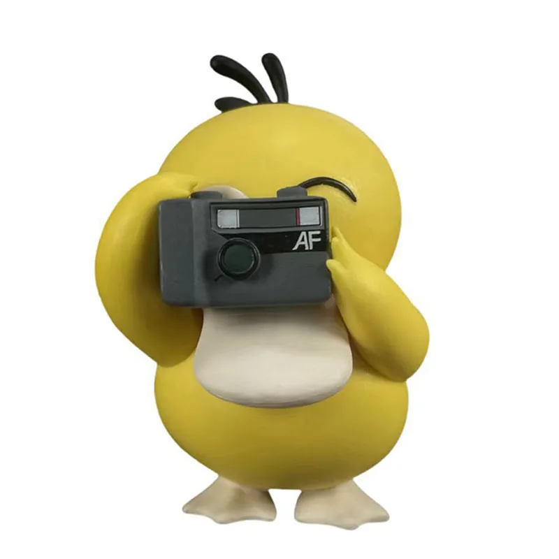 Anime Pokemon Psyduck tomar fotografías Linda muñeca figura de acción figura de vinilo colección modelo de juguete