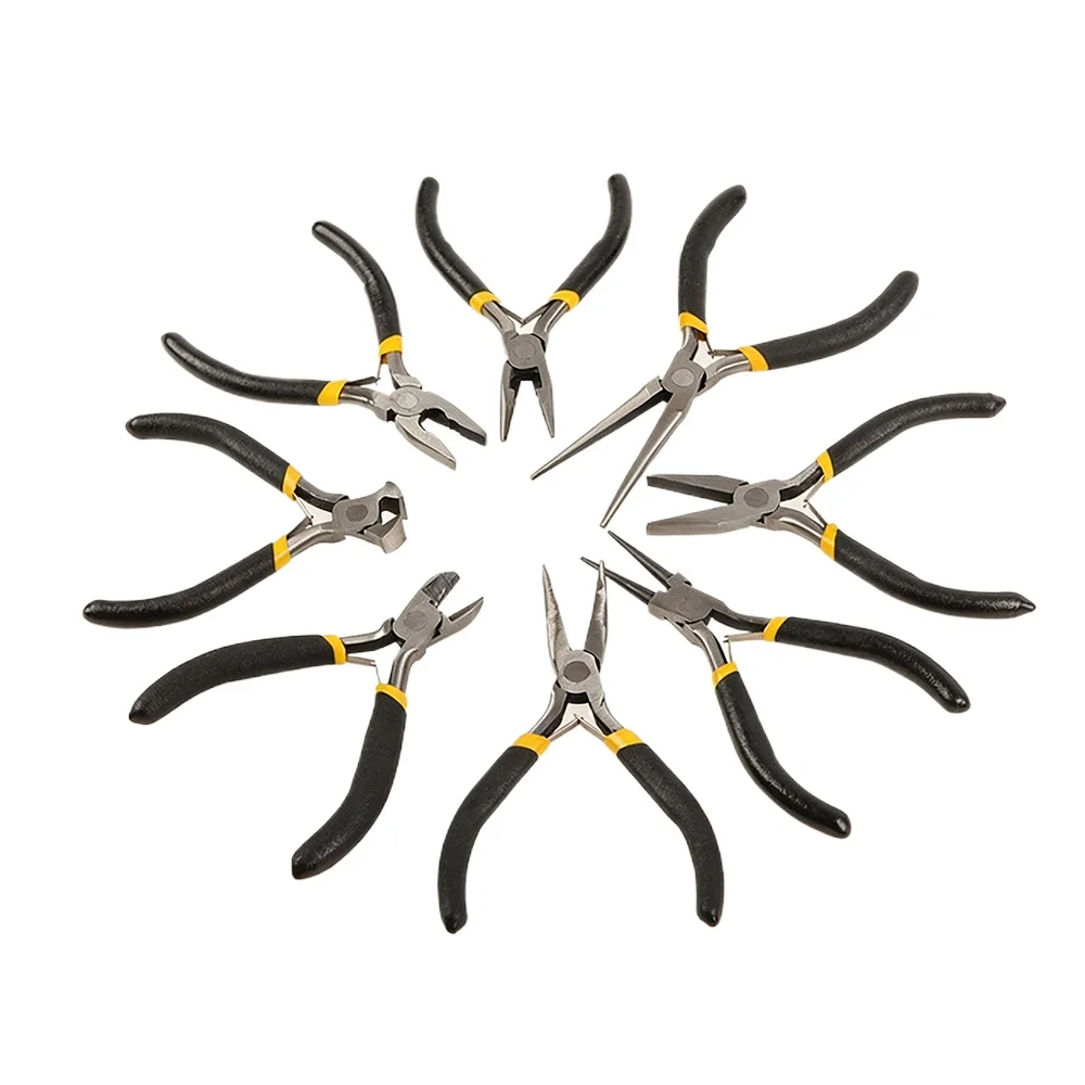 Mini Portable Durable Carbon Steel Forging Jewellery Pliers Light Weight Round Flat Long Nose Hand Tools for Jewelry Making