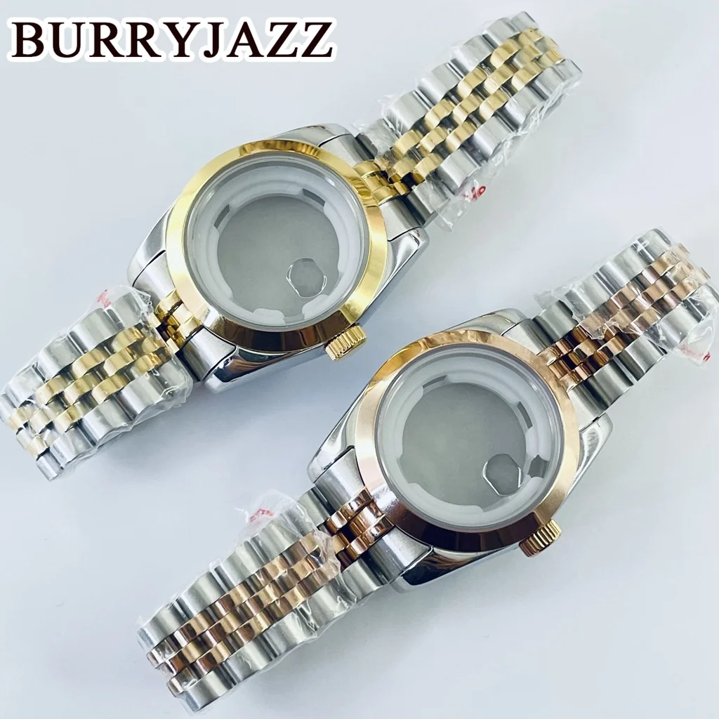 BURRYJAZZ 31mm NH05 NH06 Watch Case Silver Rose Gold Stainless Steel Case With Sapphire Crysta Waterproof