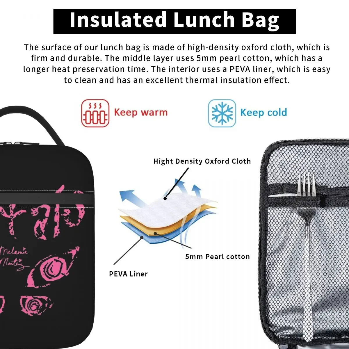 The Portal Melanie Martinez Insulated Lunch Bag Cooler Meal Container Portable Tote Lunch Box Food Bag School Picnic