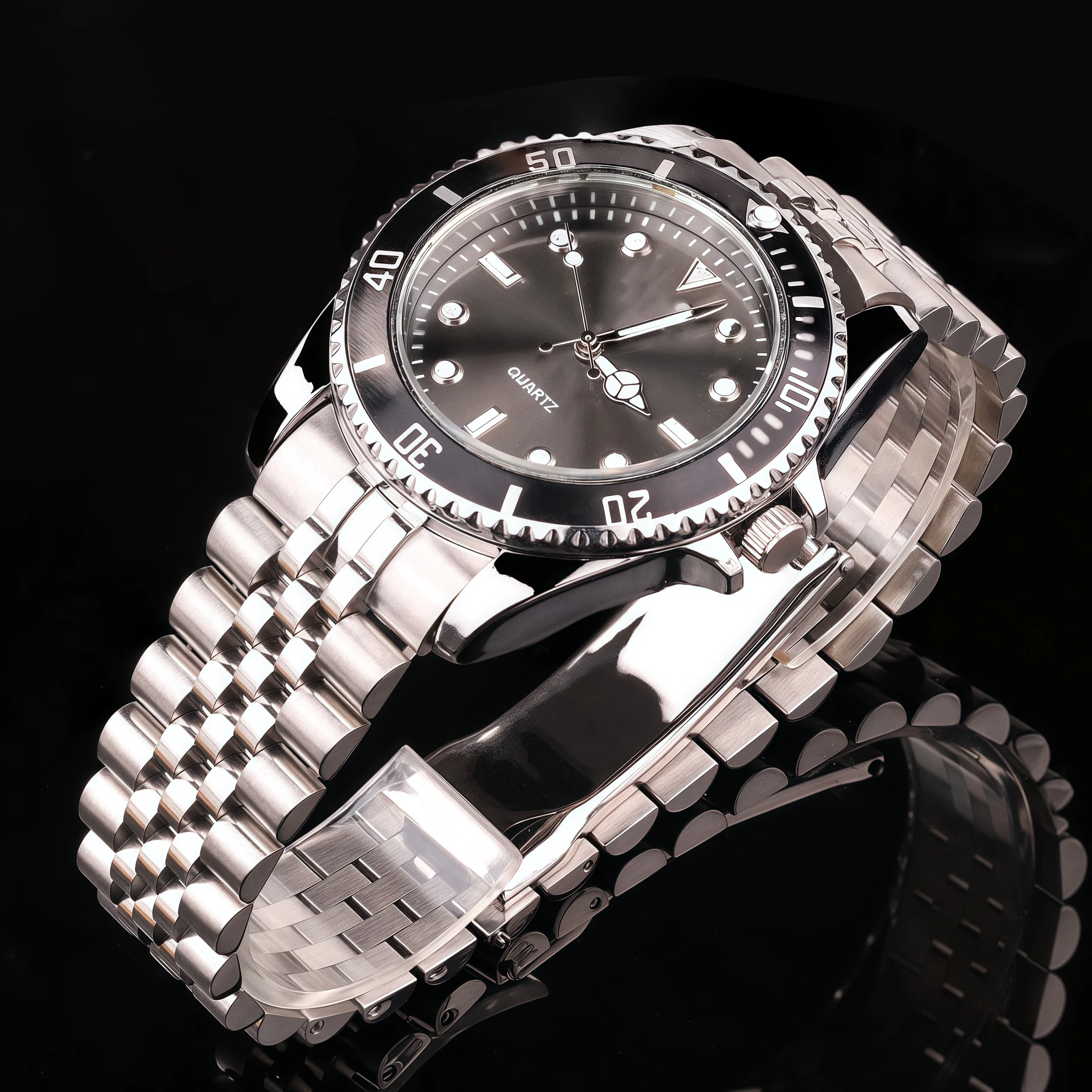 20mm 904l Stainless Steel Watch Band Solid Silver Brushed Polished Curved End Bracelet For 40 41mm Nh34/Nh35 Watch Case