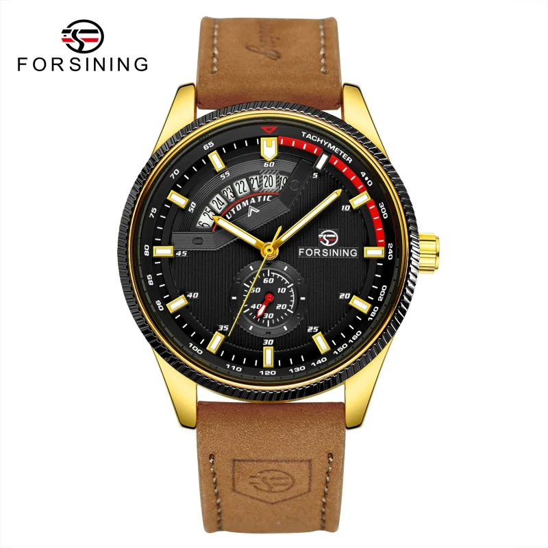 Free Shipping OUTLETSNew forsining European American Style Men's Fashion Casual Cutout Racing Dial Automatic Mechanical Watch