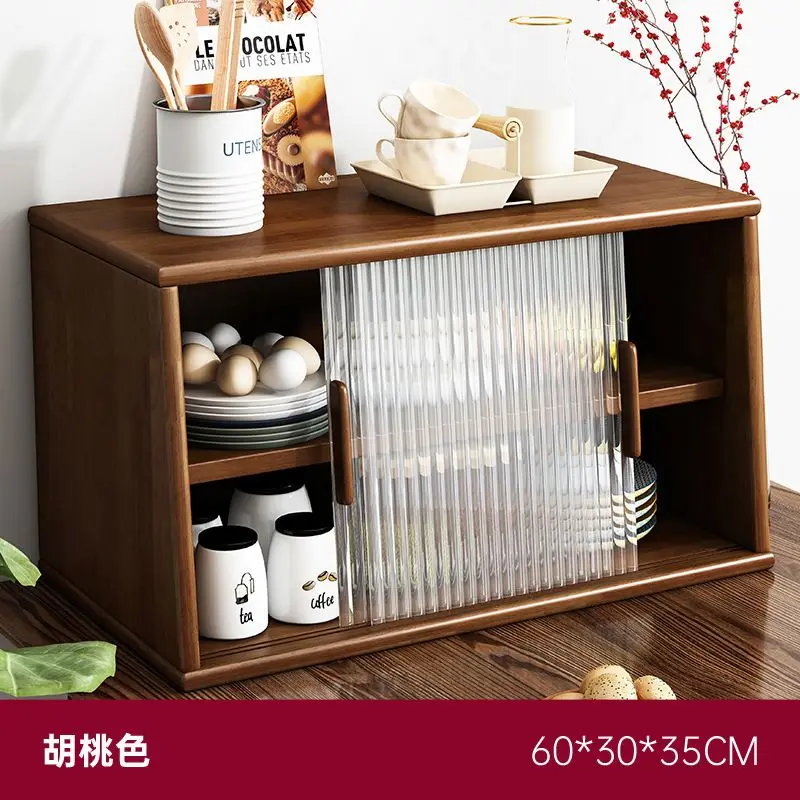 Tabletop cupboards dining side cabinets solid wood High end storage countertops coffee  kitchen cabinet  visual Mobile door