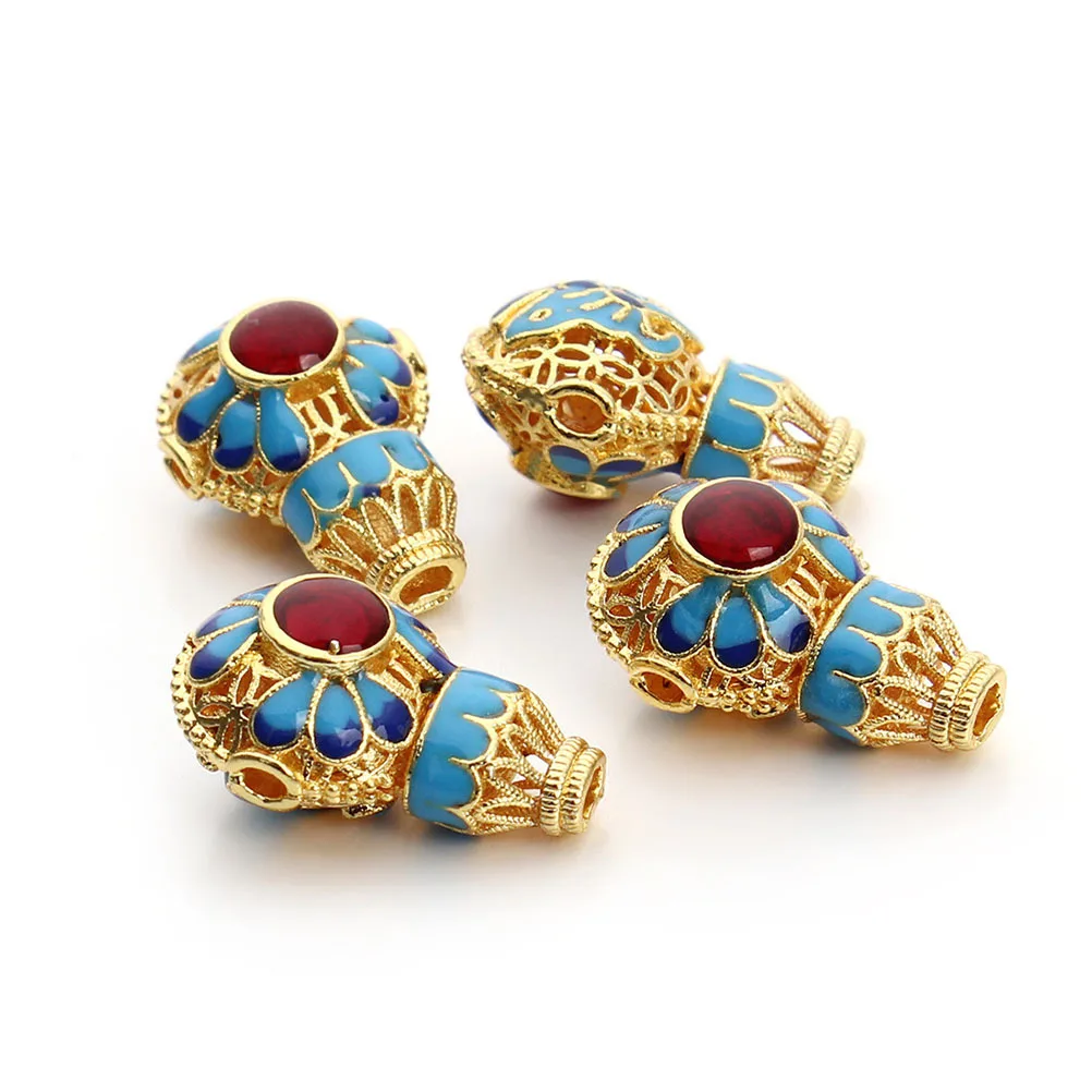 

3Pcs Cloisonne Loose Beads Creative Fashion DIY Craft Jewelry Making Large Hole Accessories Sky-Blue Cloisonne Loose Beads