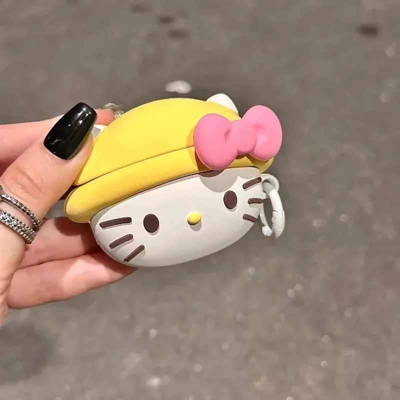 Cute Yellow Cap Kitty Cartoon For Airpods 4 Case For Apple Airpods 1 2 3 Pro 2 Earphone Case Cute Wireless Charging Headset Capa