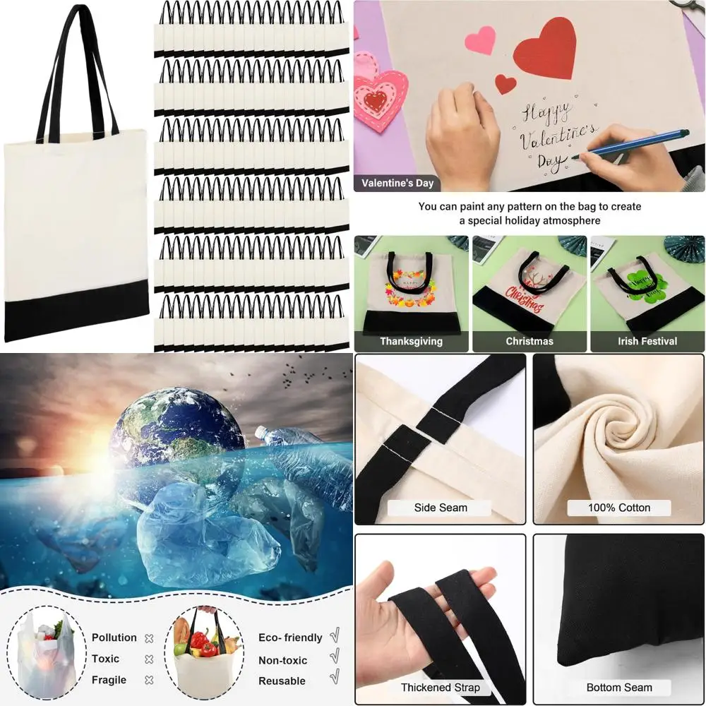 

Bulk 60 Pack Lightweight Cotton Tote Bags, 16x15 Inches, Blank Canvas for Employee Appreciation and DIY Gifts