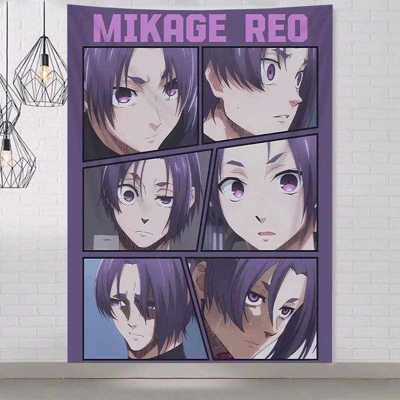 اليابانية الساخن أنيمي الأزرق قفل نسيج سوبر كول المشارك العلم ديكور المنزل غرفة المعيشة عنبر غرفة نوم خلفية القماش الجدار #5