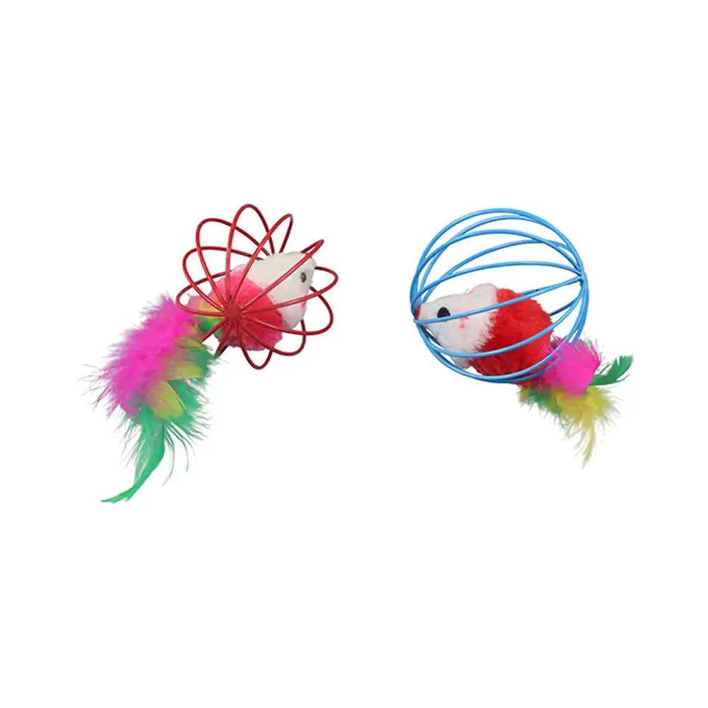 

Colorful 1PC Cat Accessories Kitten Pet Training Indoor Play Pet Supplies Cat Toys Cat Teaser Cage Mouse