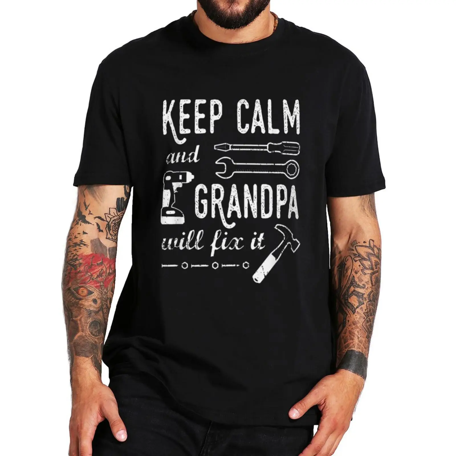 Keep Calm And Grandpa Will Fix It T Shirt Funny Papa Grandfather Gift  Vintage Tee Tops Casual Cotton Unisex Oversized T-shirt