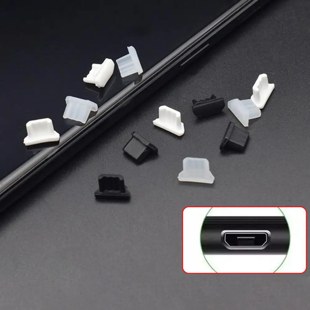 Mini Teléfono de silicona, 5 piezas, antipolvo, cargador micro-usb, enchufe antipolvo