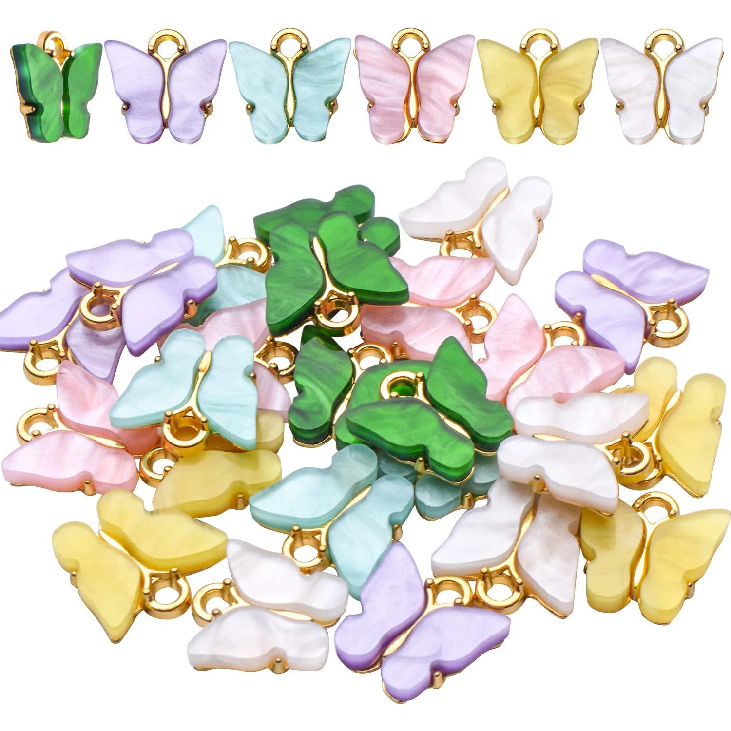 

24 шт. акриловых подвесок-бабочек, разноцветные подвески в виде насекомых, фурнитура для изготовления украшений, материалы для рукоделия