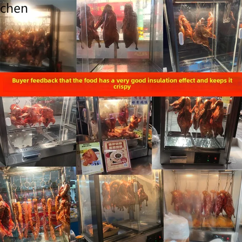 Vetrina commerciale per isolamento di anatra arrosto in acciaio inossidabile HXL Vetrina per cera arrosto per pancia di maiale riscaldata ad aria