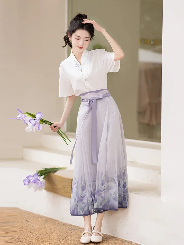 

2024 new chinese hanfu woman folk dance daily original ma mian improved hanfu women vintage daily girl fairty hanfu dress set