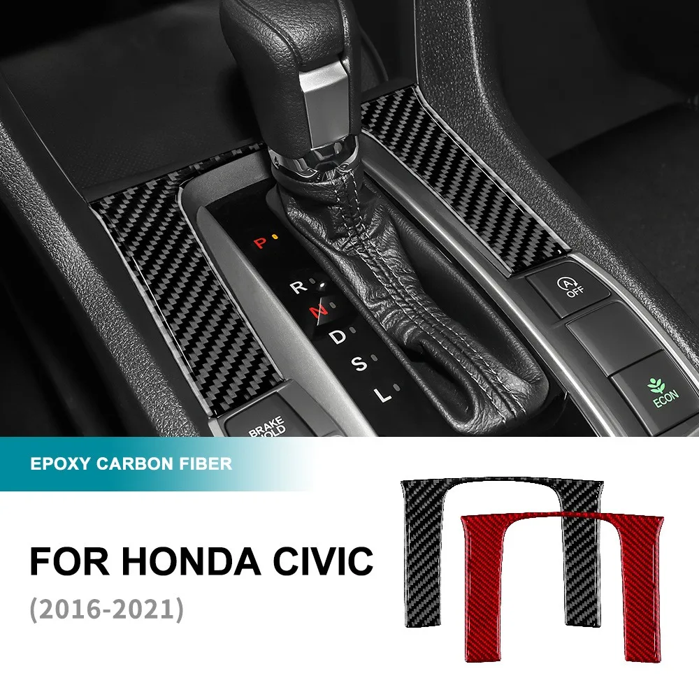 

Central Console Gear Shift Panel Frame Cover Carbon Fiber Protector Stickers Trim For Honda Civic 10th 2016-2021 Car Accessories
