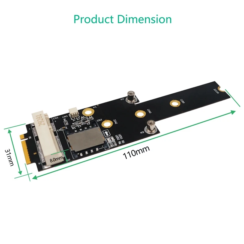 Мини-адаптер PCI-E к M.2 (NGFF) Key M со слотом для SIM-карты для модуля Wi-Fi/WWAN/LTE