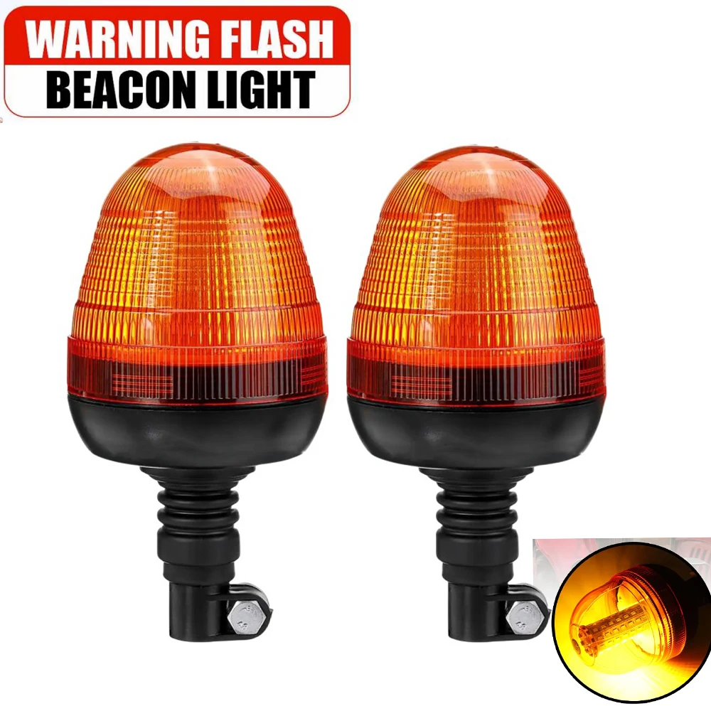 2x 12V 24V 60 LED 3 Modes Warning Emergency Beacon Rotating Strobe Light Mount Flashing Signal Lamp Truck Tractor  Accessories