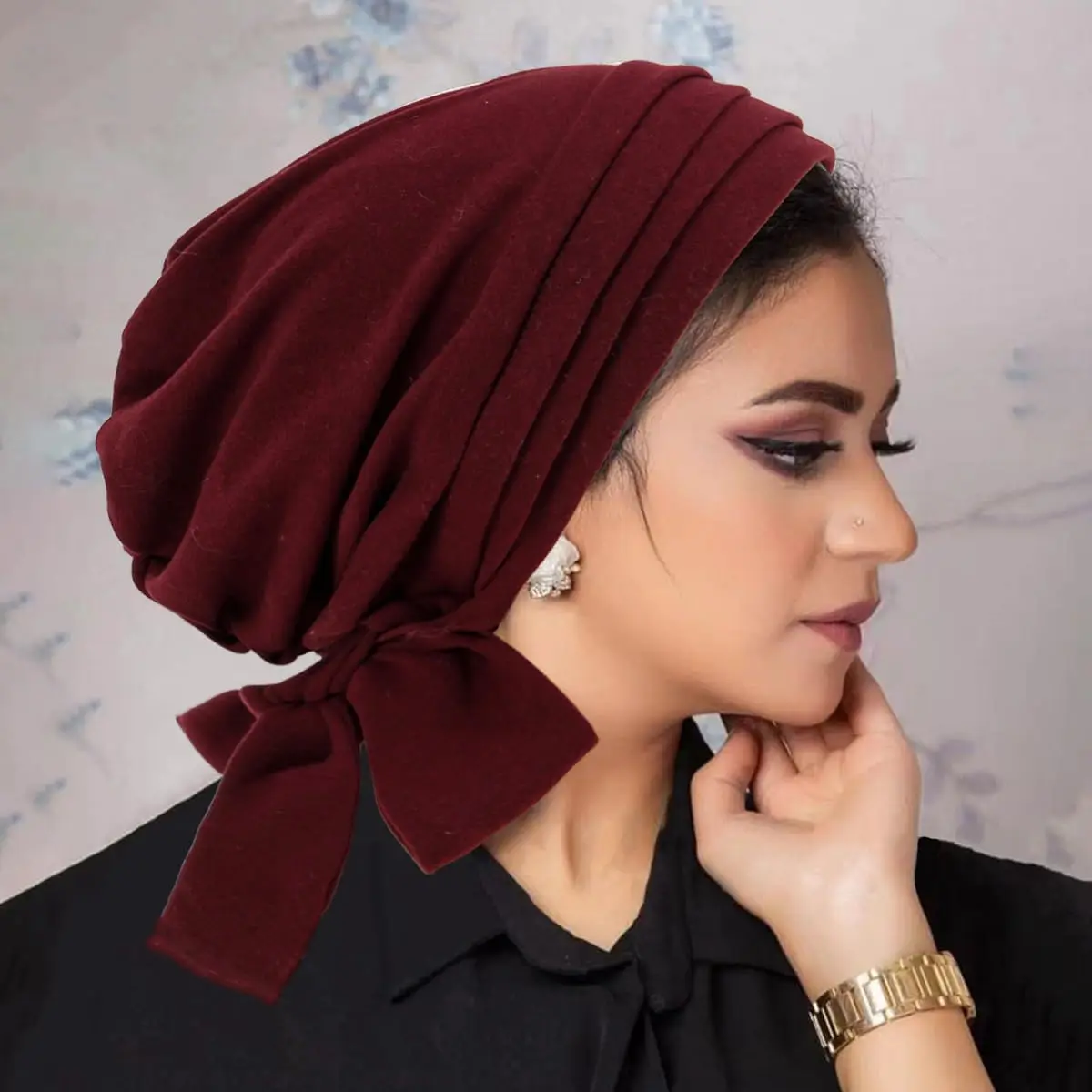 4 Pieces Ramadan Solid Color Turban Hijab Long Tail Head Wraps Muslim Hats Breathable Chemo Cap for Women Hair Loss Bonnet Mujer