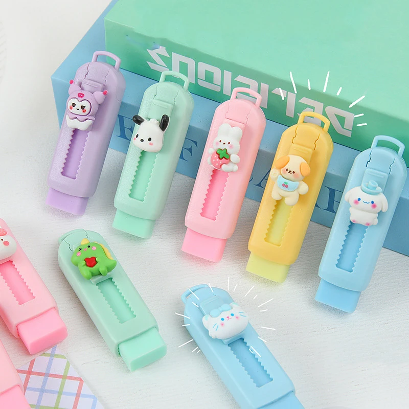 1PC Sanrio Pachacco Kuromi Cute Anime Push-Pull Eraser Kawaii Cartoon Eraser Student Gift Reward Stationery Gift