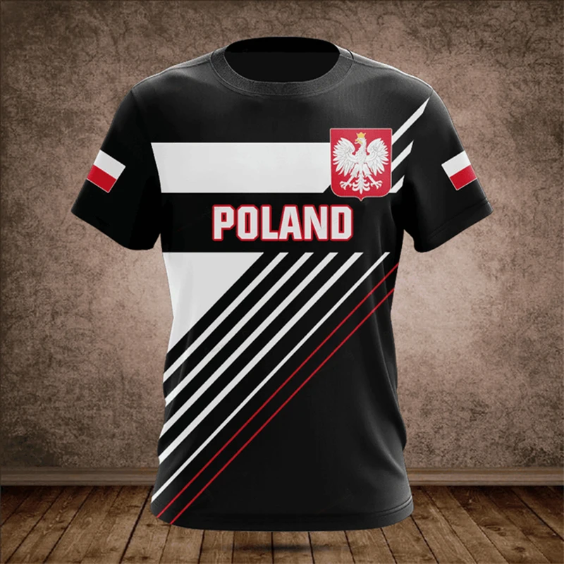 Custom Summer Casual Poland Shield Graphic T-shirts Oversized Unisex Fashion Sportswear Jersey Fast Dry Short Sleeve Tops