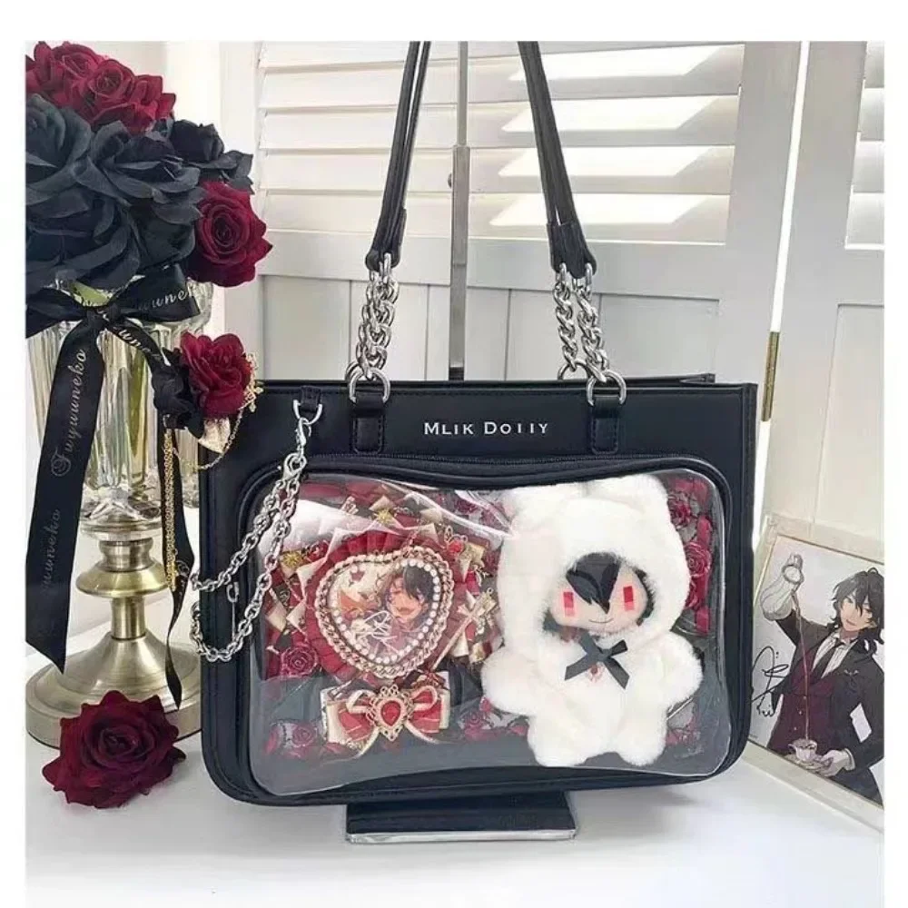 

2024 New Original Lolita JK Chain Sweet Transparent Itabag High-capacity Handbag Fashion Gothic Punk Women Y2k Shoulder Bag