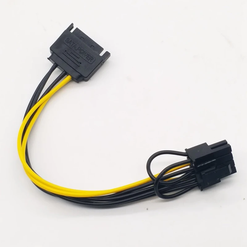 10 Uds. Cable de alimentación PCI-E de 15 pines SATA macho a 8 pines (6 + 2) Cable SATA de 20Cm Cable de 15 pines a 8 pines 18AWG para tarjeta gráfica