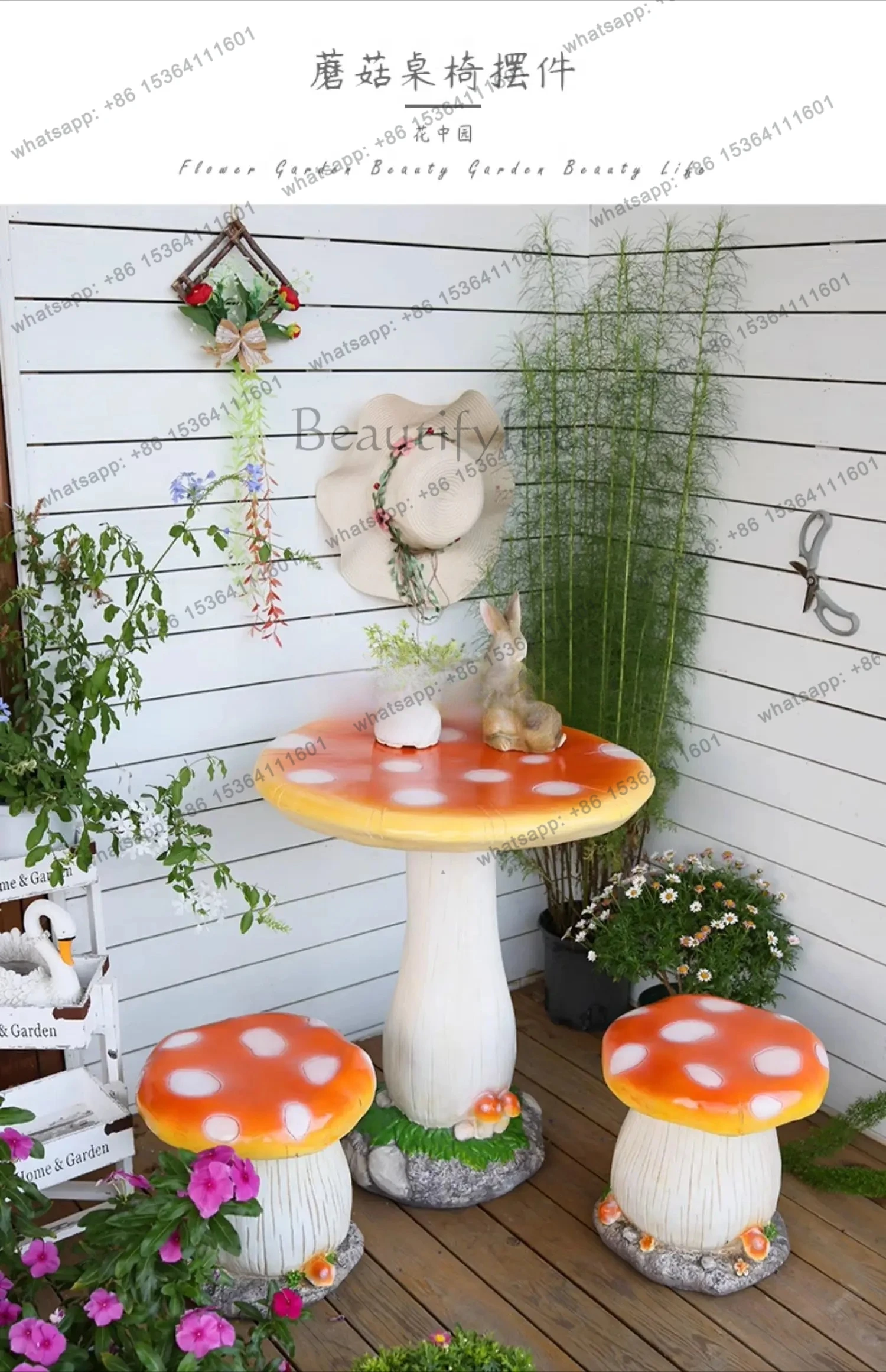 Garden Decoration Simulation Mushroom Table Stool Outdoor Garden Lawn Landscape Arrangement Ornament view 5
