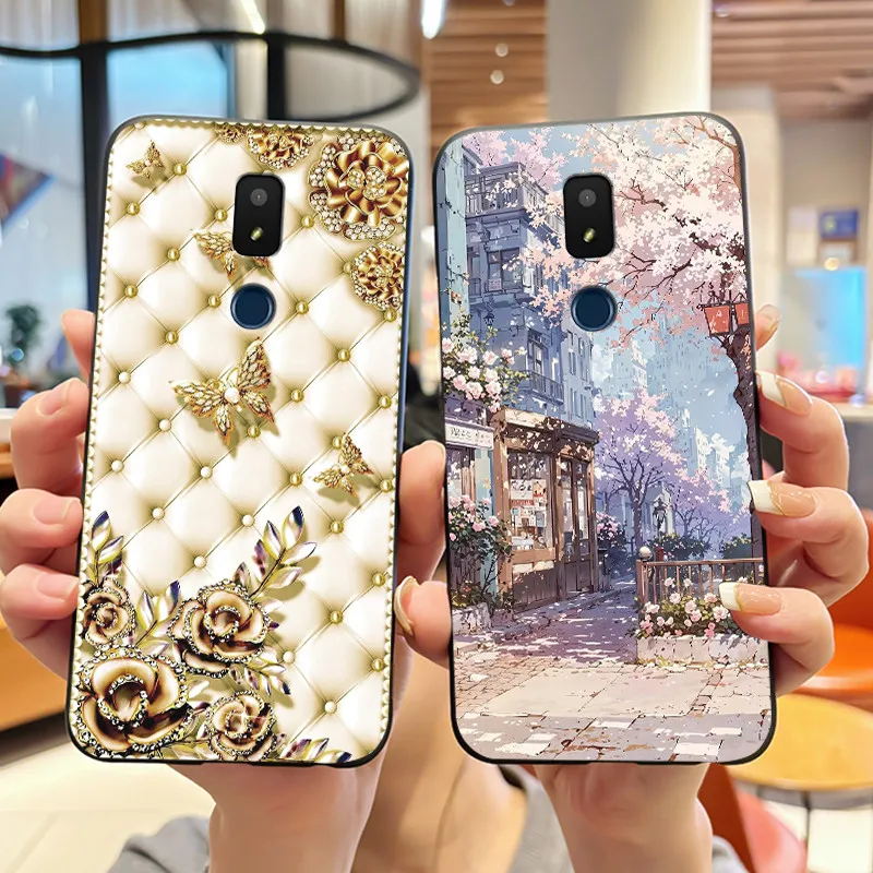 Coque de téléphone pour Cricket Icon 3/Cricket Splendor/AT&T Motivate 2/AT&T Motivate 3, coque souple noire anti-rayures, motif chat mignon