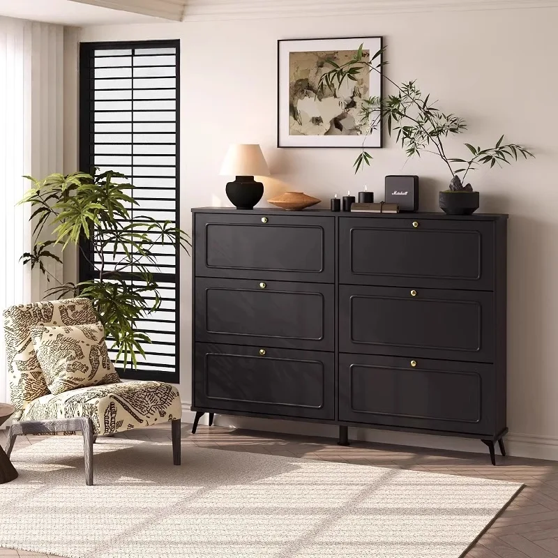 

Shoe Cabinet Solid Wood Ultra Thin, Narrow Flip Shoe Storage Cabinet, Luxury Wall Mounted Entryway Shoe Rack