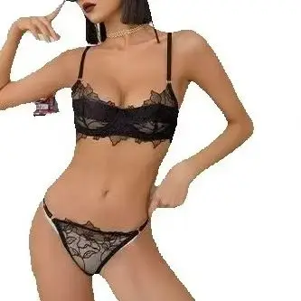 kuclutFrench Lace Embroidered Bras for Women,Push Up Thin bra Large Bust Minimizer, Anti-Sag Wireless Bra, Bralette Lingerie Set