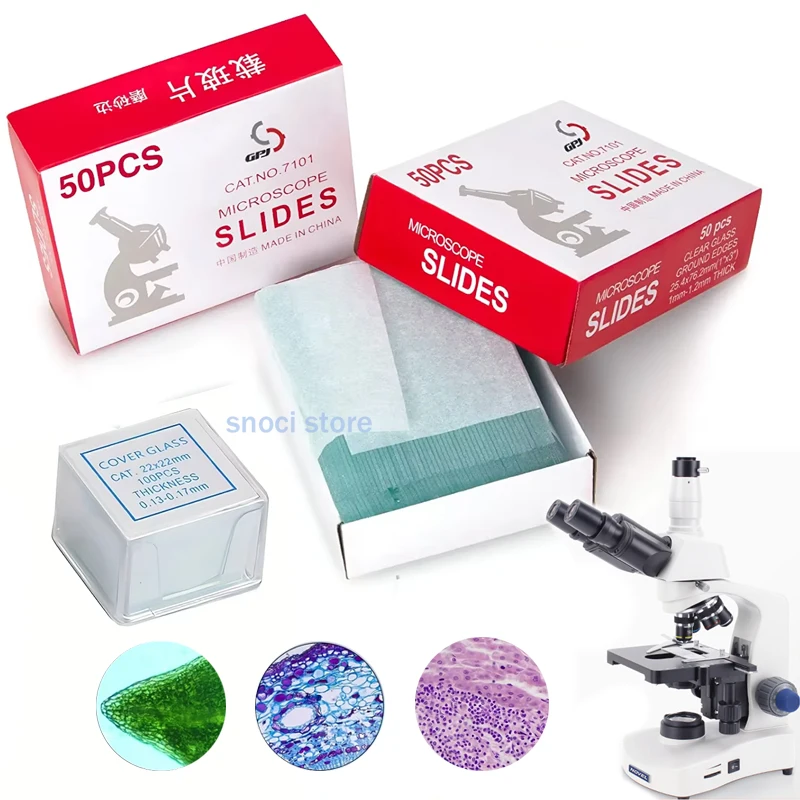 Microscope Slides Cover Glass Pre-Cleaned Blank Biology Glass Slide for Basic Biological Science，7101 7105  7110，50Pcs/100Pcs