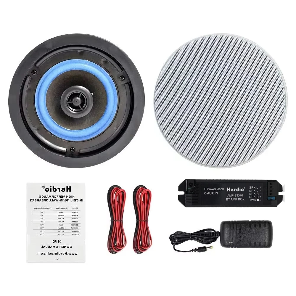 

Herdio 2PCS 4inch 160W Bluetooth Speaker Flush Mount 2 Way Full Range Ceiling Speakers for Home Living Room Bedroom Covered Porc