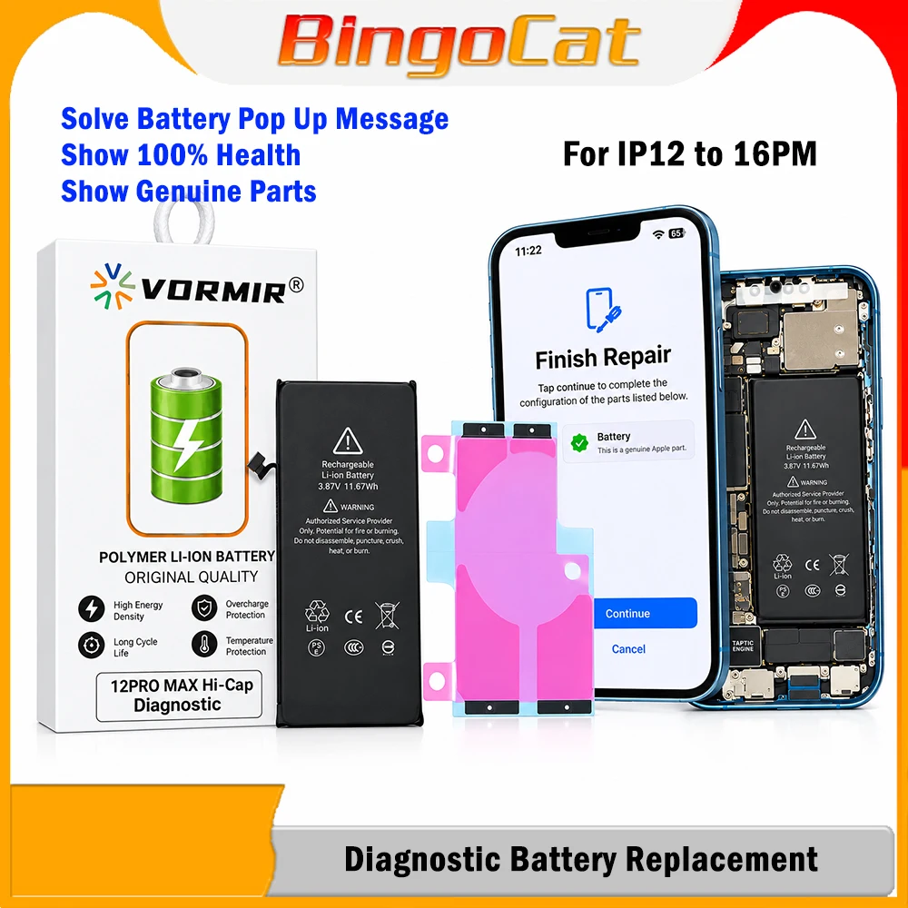 Wholesale 5pcs Diagnostic Battery Show Genuine High Capacity No Pop Up 100% Heath On IOS 26 27 For iPhone 12 13 14 15 Pro Max