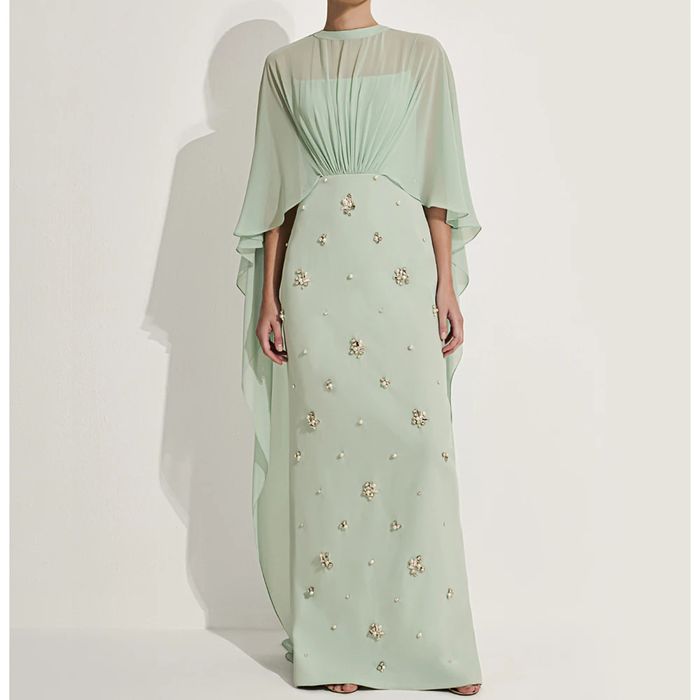 

Вечерние платья трапециевидной формы по индивидуальному заказу, длиной до пола, с круглым вырезом, без рукавов, платье для выпускного вечера, модное простое вечернее платье с бисером и кристаллами