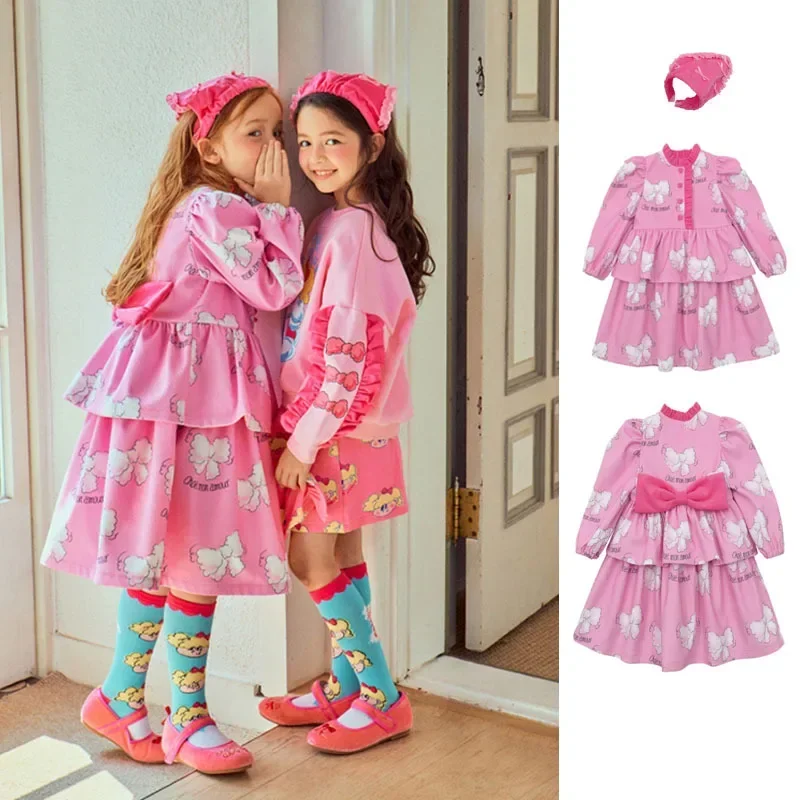 

Girls Dress 2024 Fall And Winter Printing Fashion Korean Version Of The Girls Dress Cotton Princess Dress Children's Clothing