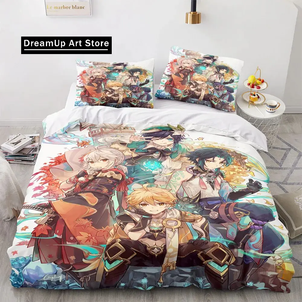 3D Print Anime Game Genshin Impact Comforter Bedding Sets Quilt Bed Cover Duvetcover Pillow Case 2-3 Pieces Sets Kids Adult Size