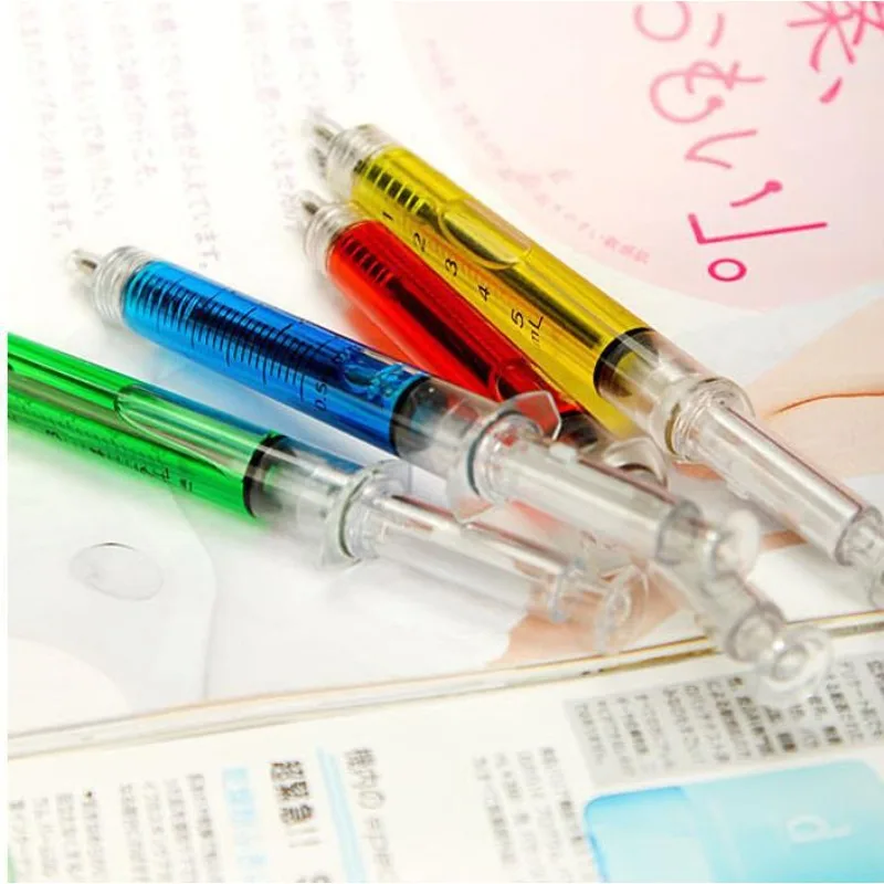 1 Pcs Syringe Pens Retractable Fun Multi Color Novelty Pen For Nurses Writes In Black Ink Nursing Student School Supplies