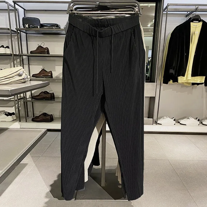 

Новые мужские повседневные брюки весна-лето: полосатые, плиссированные, свободные, удобные, прямого кроя, со средней посадкой, для студентов и повседневной носки
