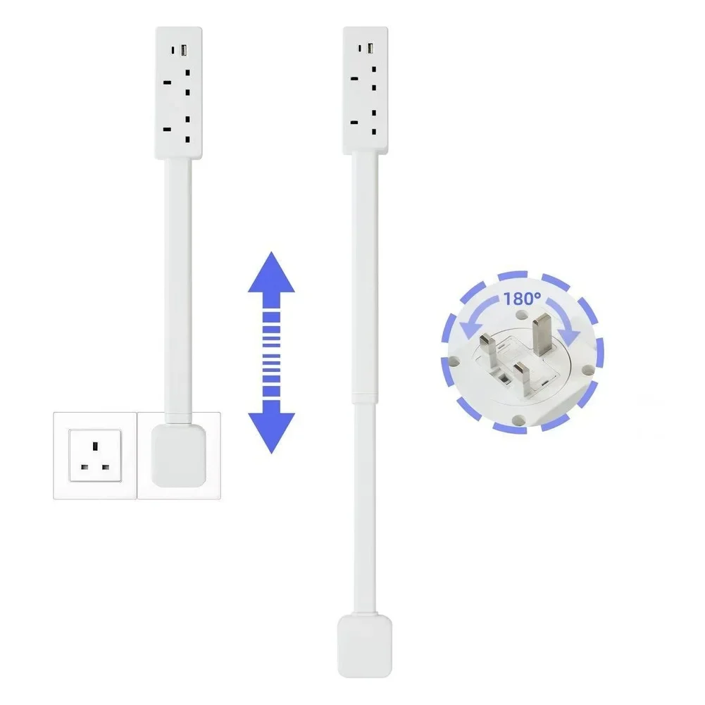 white-outlet-extender-with-adjustable-length-49-5cm-to-71-5cm-for-uk-wall-sockets-featuring-dual-usb-a-and-usb-c-charging